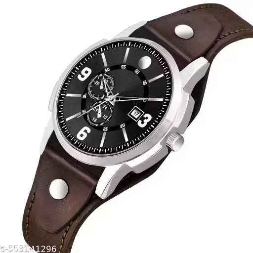 Brown Genuine Leather Square Dial Analog Watch