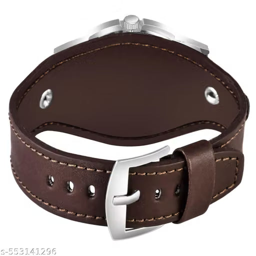 Brown Genuine Leather Square Dial Analog Watch