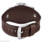 Brown Genuine Leather Square Dial Analog Watch