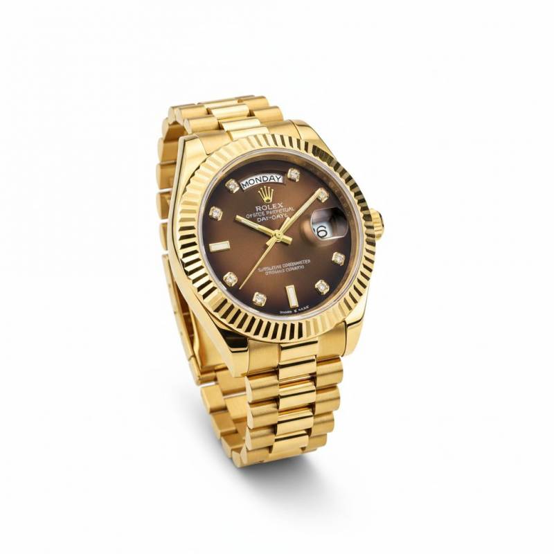 Role_x Oyster Perpetual Day Date Diamond Gold-Brown