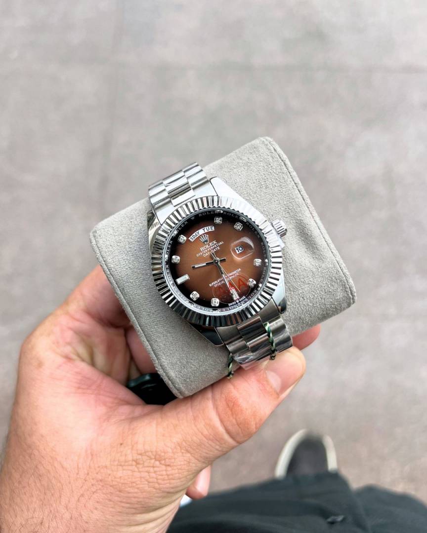 Role_x Oyster Perpetual Day Date Diamond Silver-Brown