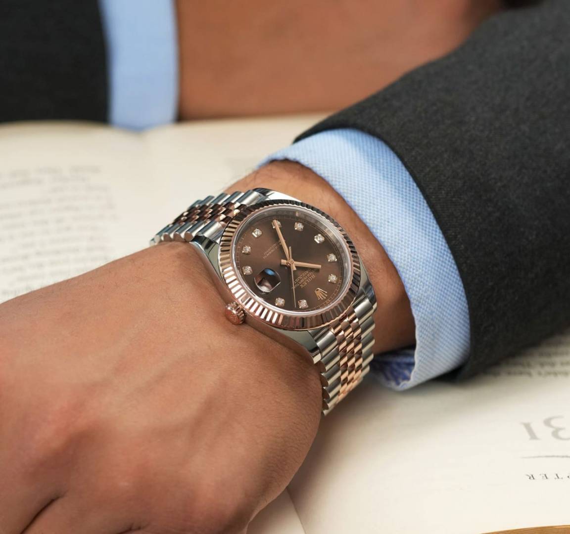 Role_x Oyster Perpetual Date Just Automatic Copper