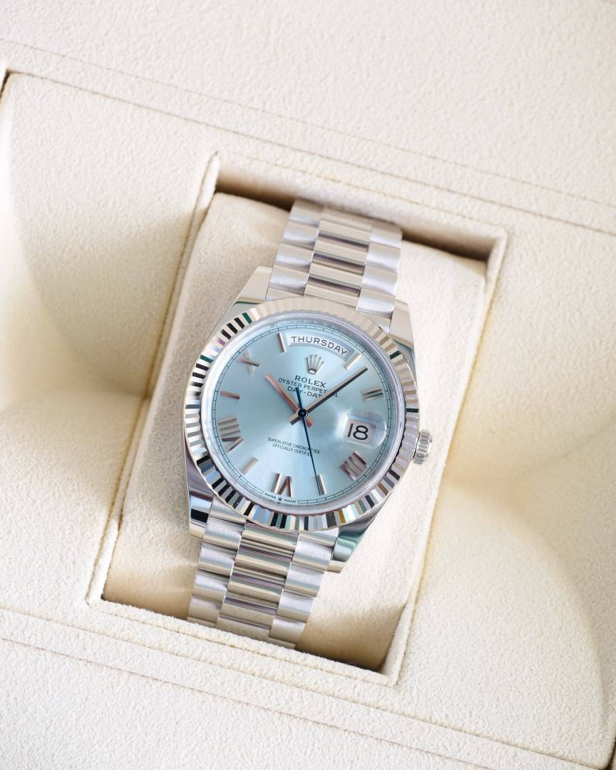 Role_x Oyster Perpetual Day Date 40 Battery Silver-SkyBlue