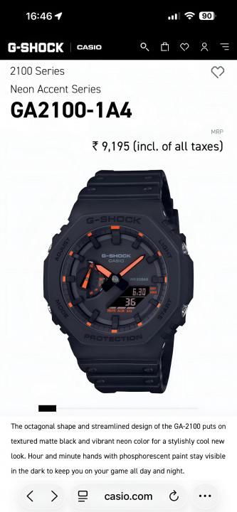 Casio g shock ga2100 black and orange