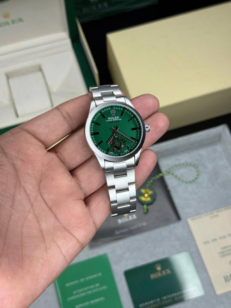 Role_x Oyster Perpetual Label Noir Automatic Silver-Green