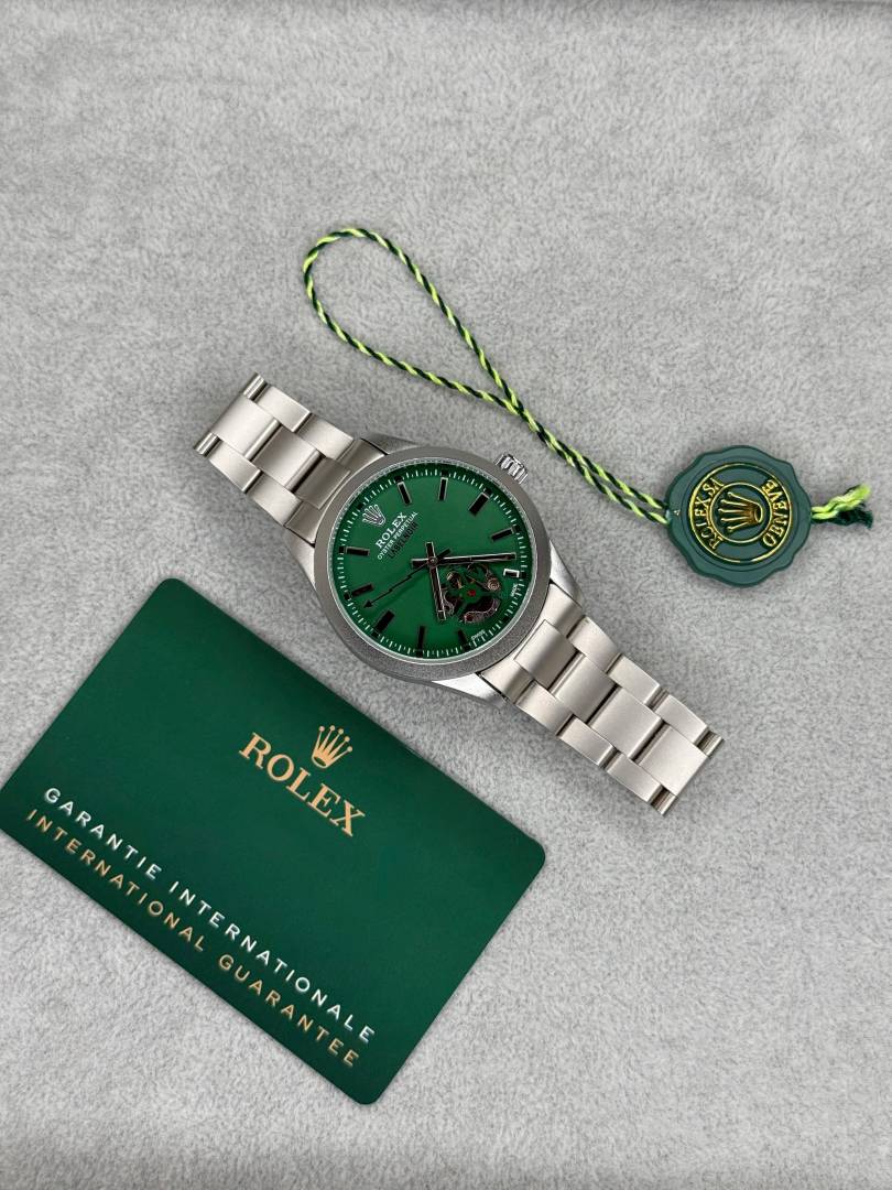 Role_x Oyster Perpetual Label Noir Automatic Silver-Green