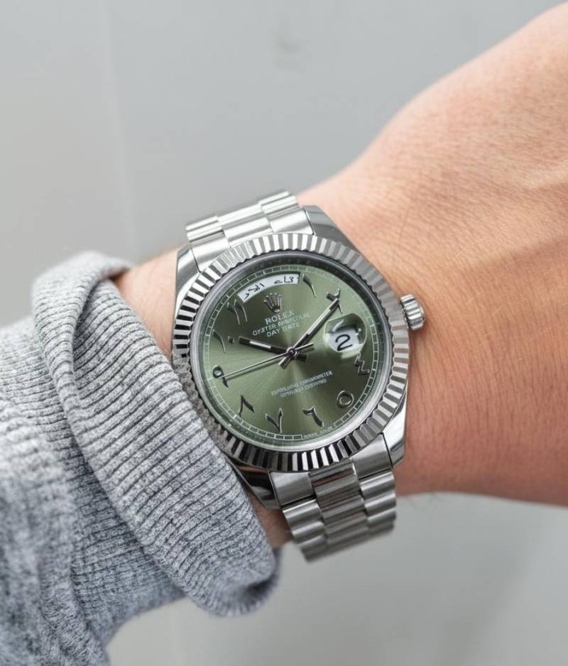 Role_x Oyster Perpetual Day Date Arabic Silver-Green