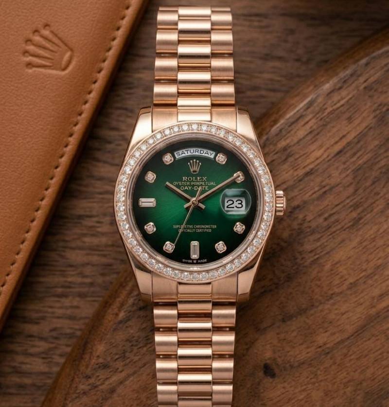 Role_x Oyster Perpetual Day Date Diamond Copper-Green